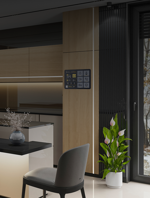 Stylish kitchen with indoor plant