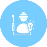 Worker with lightbulb and tools