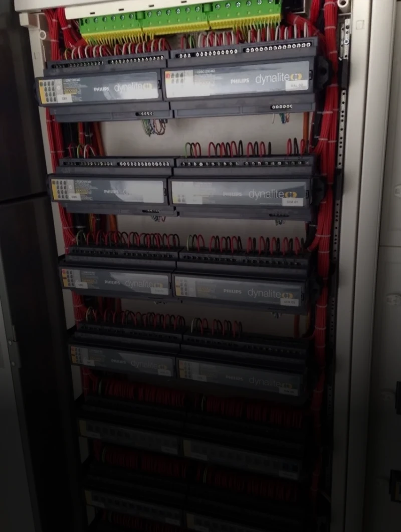 Server rack with cables and equipment